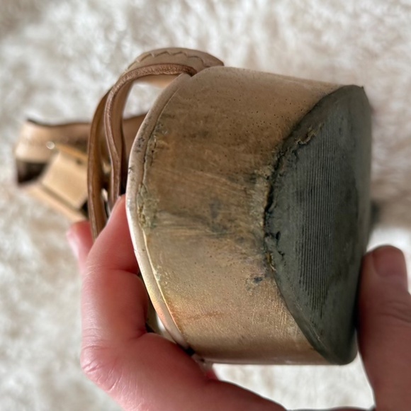 DIANE von FURSTENBERG ALARA Natural Leather Designer Platform Sandal Size 8 - Picture 5 of 15